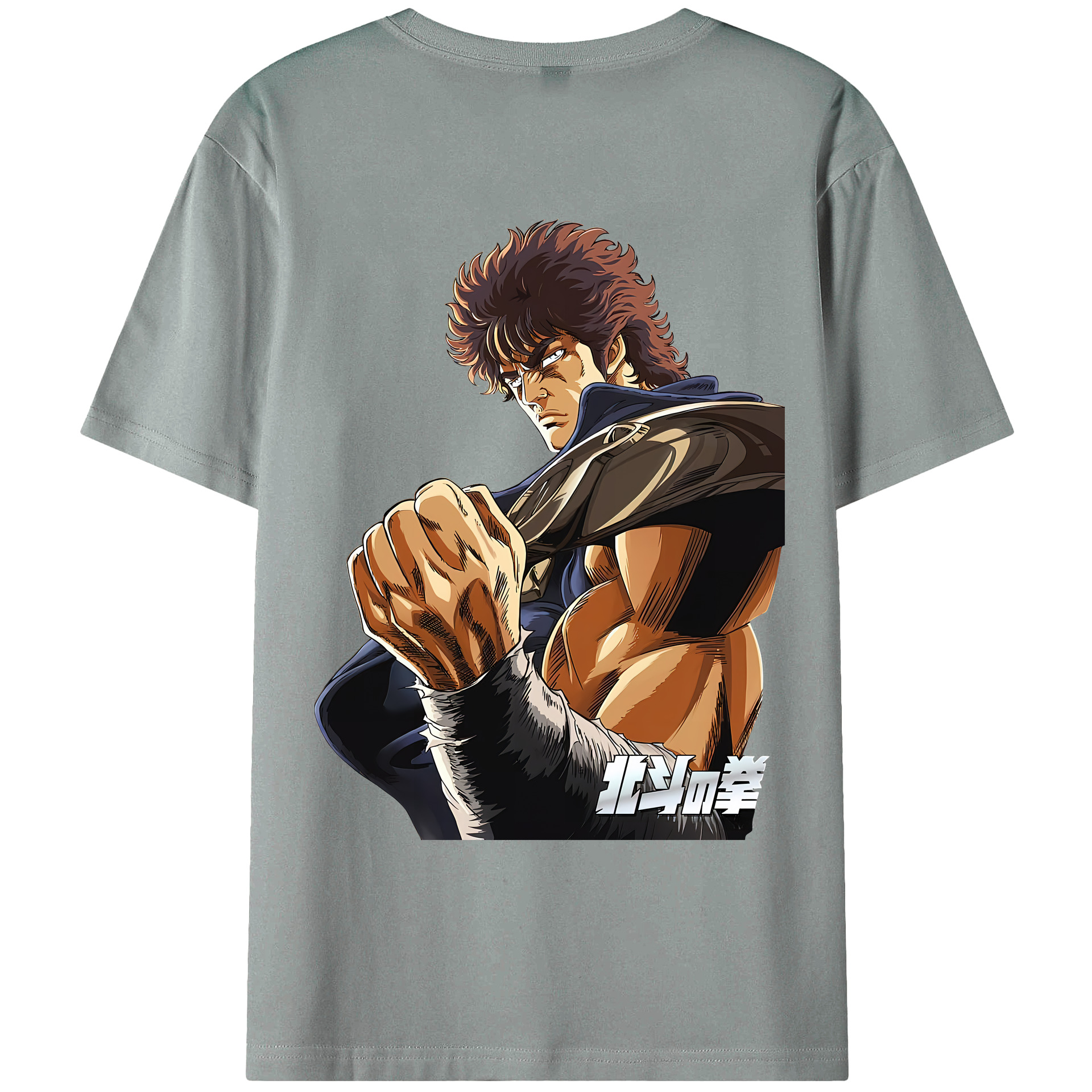 （画像用） 北斗の拳 Fist of the North Star 綿100％ メンズ半袖Tシャツ（バックプリント） 通気性